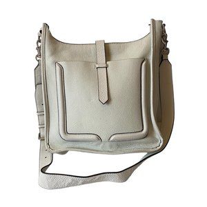 Rebecca Minkoff white pebbled leather crossbody handbag‎ feedbag wide strap